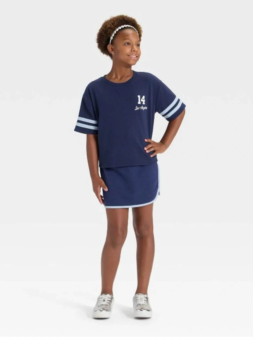 Cat & Jack Girls' Short Sleeve French Terry Sporty T-Shirt - Blue